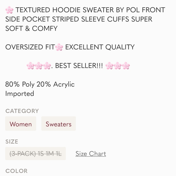 POL textured hoodie sweater. - Picture 9 of 9